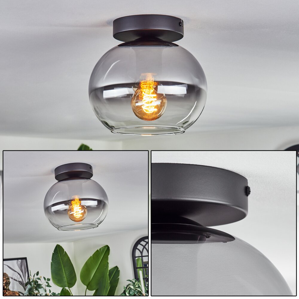 Plafonnier - Verre Apedo Clair, Fumé, 1 lumière main product photo