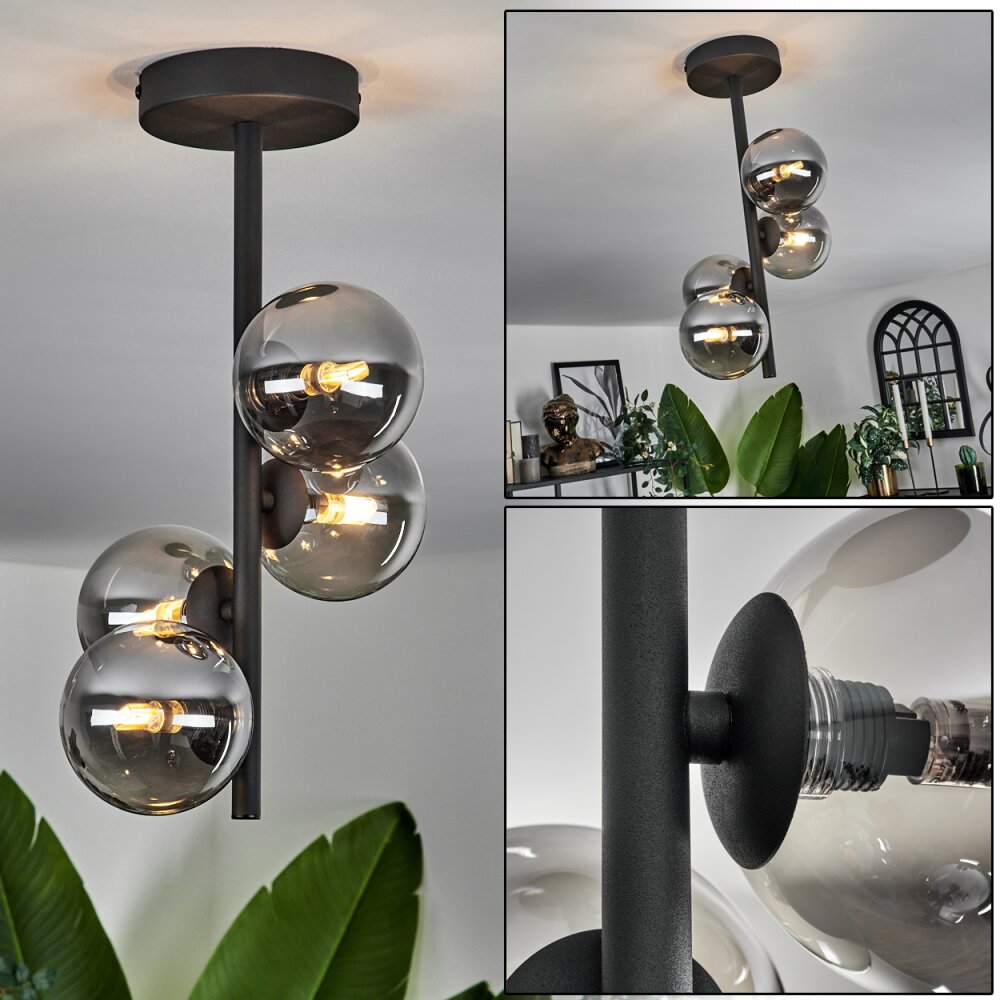 Plafonnier - Verre Chehalis Fumé, 4 lumières main product photo