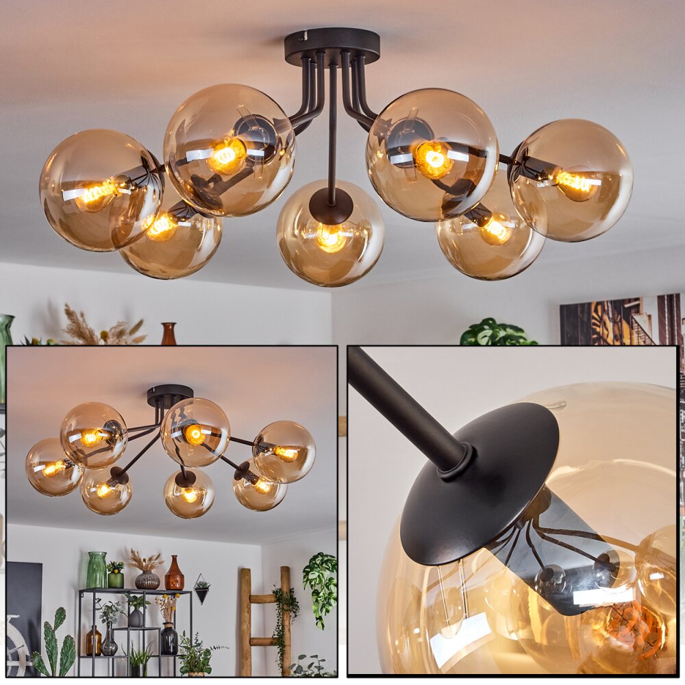 Plafonnier - Verre Gastor Ambre, 7 lumières main product photo