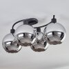 Plafonnier - Verre Koyoto Chrome, Fumé, 4 lumières