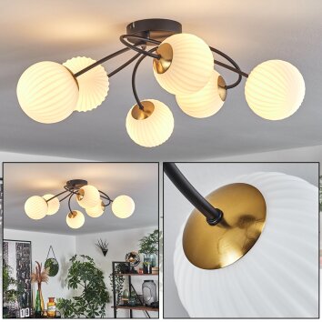 Plafonnier - Verre Chehalis Or, Noir, 6 lumières Plafonnier - Verre Chehalis Or, Noir, 6 lumières