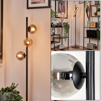 Lampadaire - Verre Remaisnil Ambre, Fumé, 3 lumières Lampadaire - Verre Remaisnil Ambre, Fumé, 3 lumières