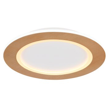 Plafonnier Globo CLAY LED Couleur bois, Blanc, 1 lumière