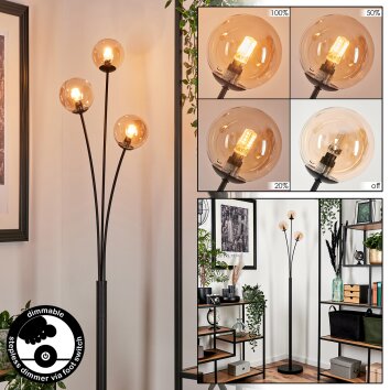 Lampadaire - Verre 10 cm Bernado Ambre, 3 lumières Lampadaire - Verre 10 cm Bernado Ambre, 3 lumières