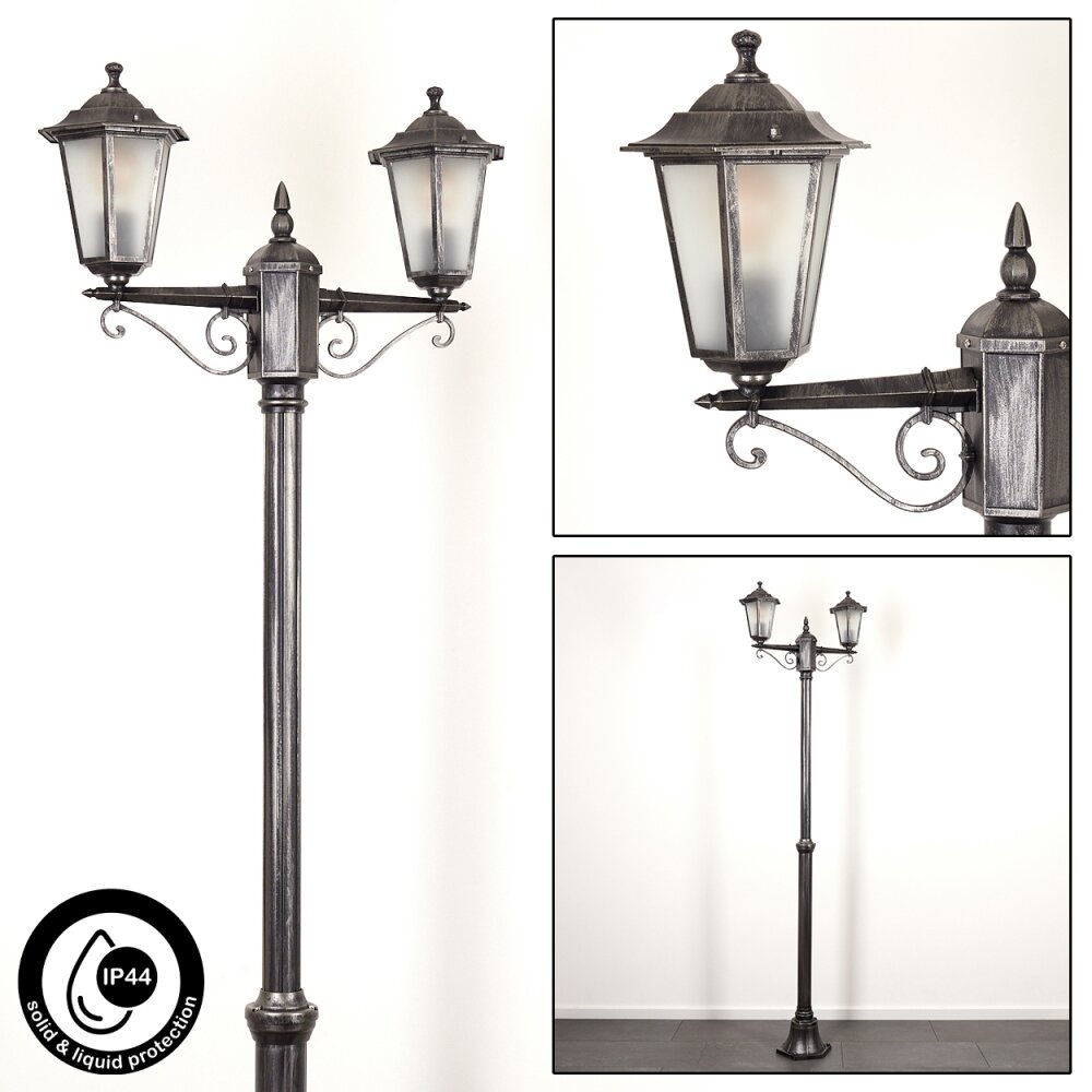 Réverbère Loria Noir, Argenté, 2 lumières main product photo