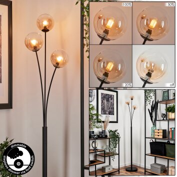 Lampadaire - Verre 12 cm Bernado Ambre, 3 lumières Lampadaire - Verre 12 cm Bernado Ambre, 3 lumières