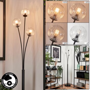 Lampadaire - Verre 10 cm Bernado Clair, 3 lumières Lampadaire - Verre 10 cm Bernado Clair, 3 lumières