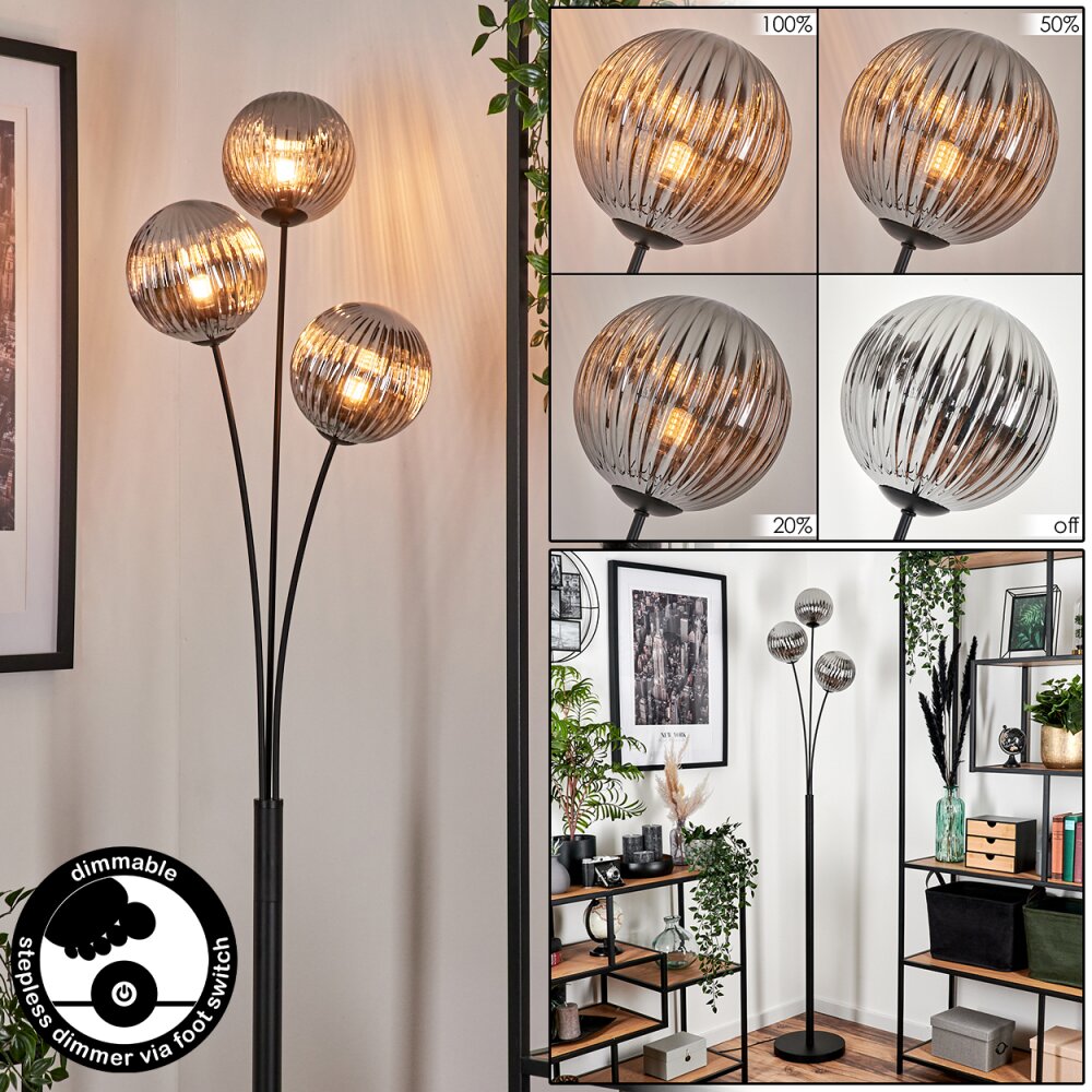 Lampadaire - Verre 15 cm Bernado Fumé, 3 lumières main product photo