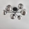 Plafonnier - Verre 12 cm, 15 cm Chehalis Clair, Fumé, 6 lumières