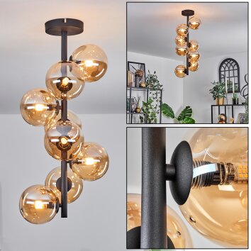 Plafonnier - Verre 12 cm Chehalis Ambre, 8 lumières Plafonnier - Verre 12 cm Chehalis Ambre, 8 lumières