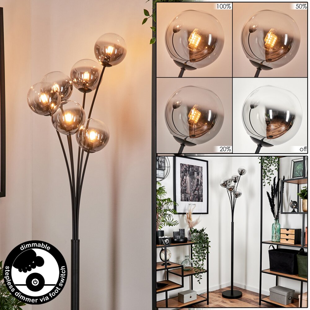 Lampadaire - Verre 12 cm Bernado Clair, Fumé, 6 lumières main product photo
