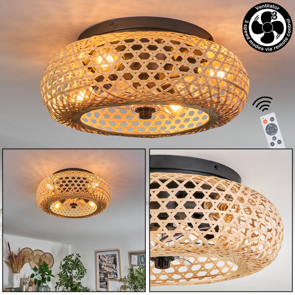 Plafonnier 50 cm Bauro Noir, 4 lumières, Télécommandes main product photo