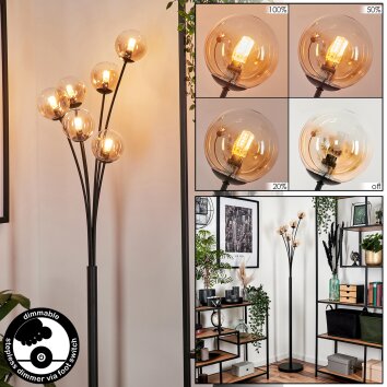 Lampadaire - Verre 10 cm Bernado Ambre, Clair, 6 lumières Lampadaire - Verre 10 cm Bernado Ambre, Clair, 6 lumières