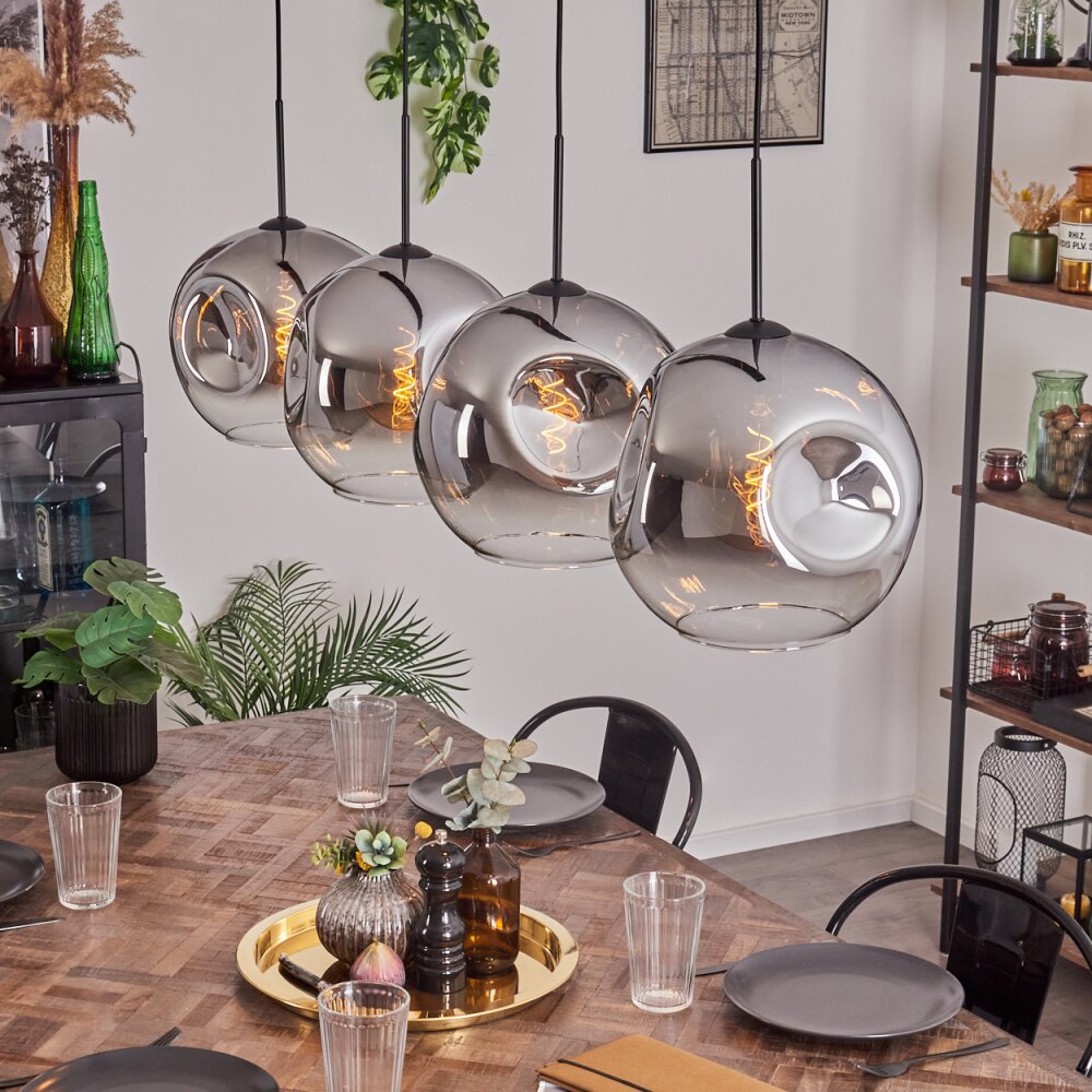 Suspension - Verre 30 cm Ripoll Chrome, Clair, 4 lumières main product photo