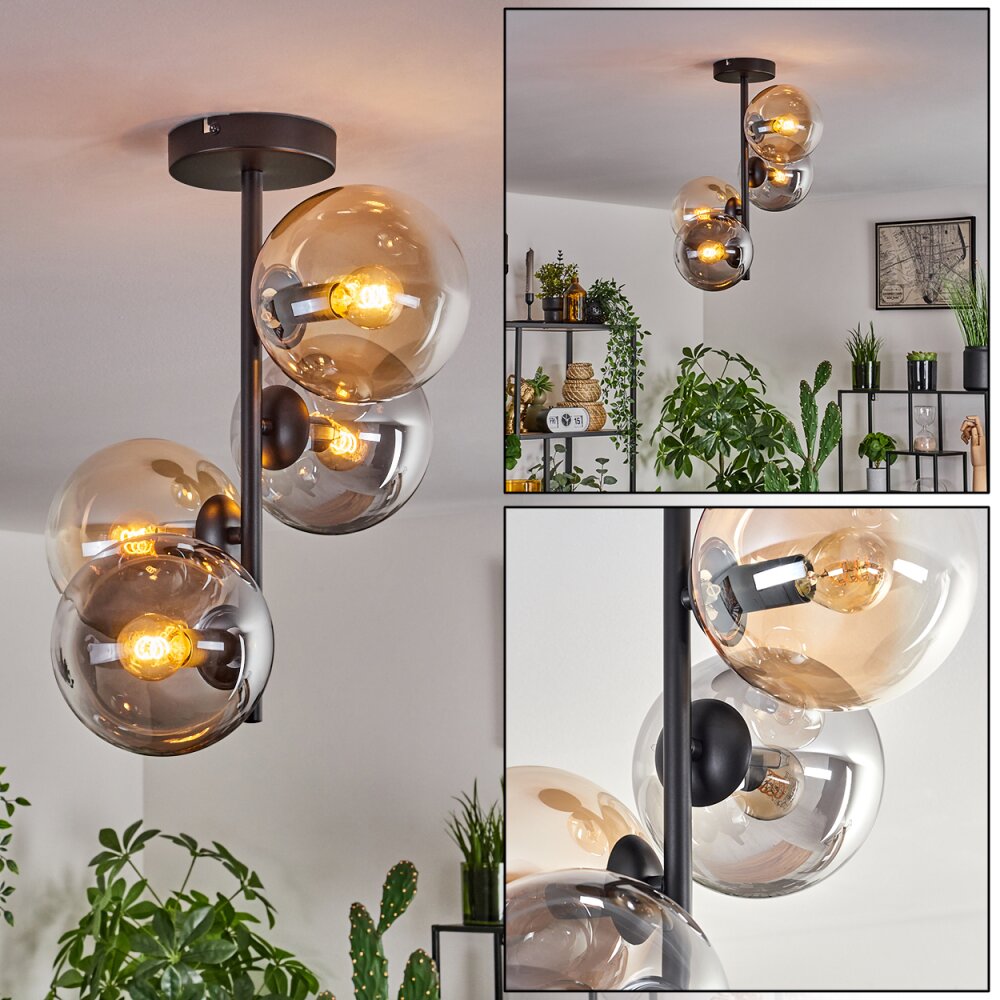 Plafonnier - Verre 15 cm Gastor Ambre, Clair, Fumé, 4 lumières main product photo