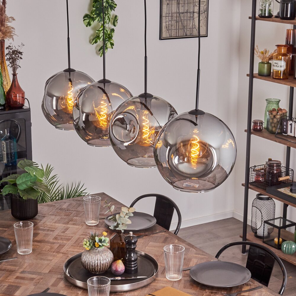 Suspension - Verre 30 cm Ripoll Fumé, 4 lumières main product photo