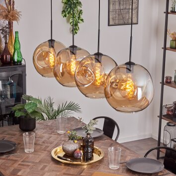 Suspension - Verre 30 cm Ripoll Ambre, 4 lumières Suspension - Verre 30 cm Ripoll Ambre, 4 lumières
