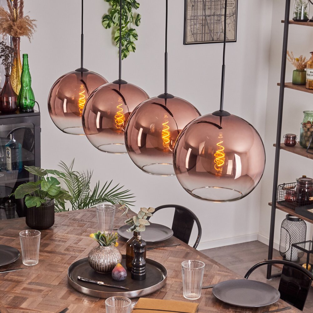Suspension - Verre 30 cm Koyoto Clair, Cuivré, 4 lumières main product photo