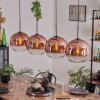 Suspension - Verre 30 cm Koyoto Clair, Cuivré, 4 lumières