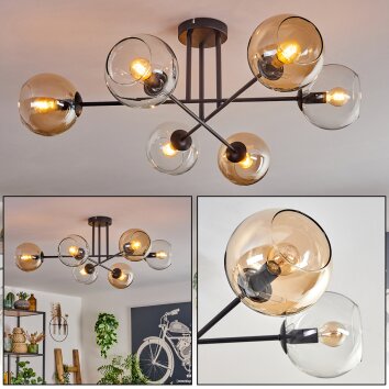 Plafonnier - Verre 15 cm Koyoto Ambre, Clair, 6 lumières Plafonnier - Verre 15 cm Koyoto Ambre, Clair, 6 lumières