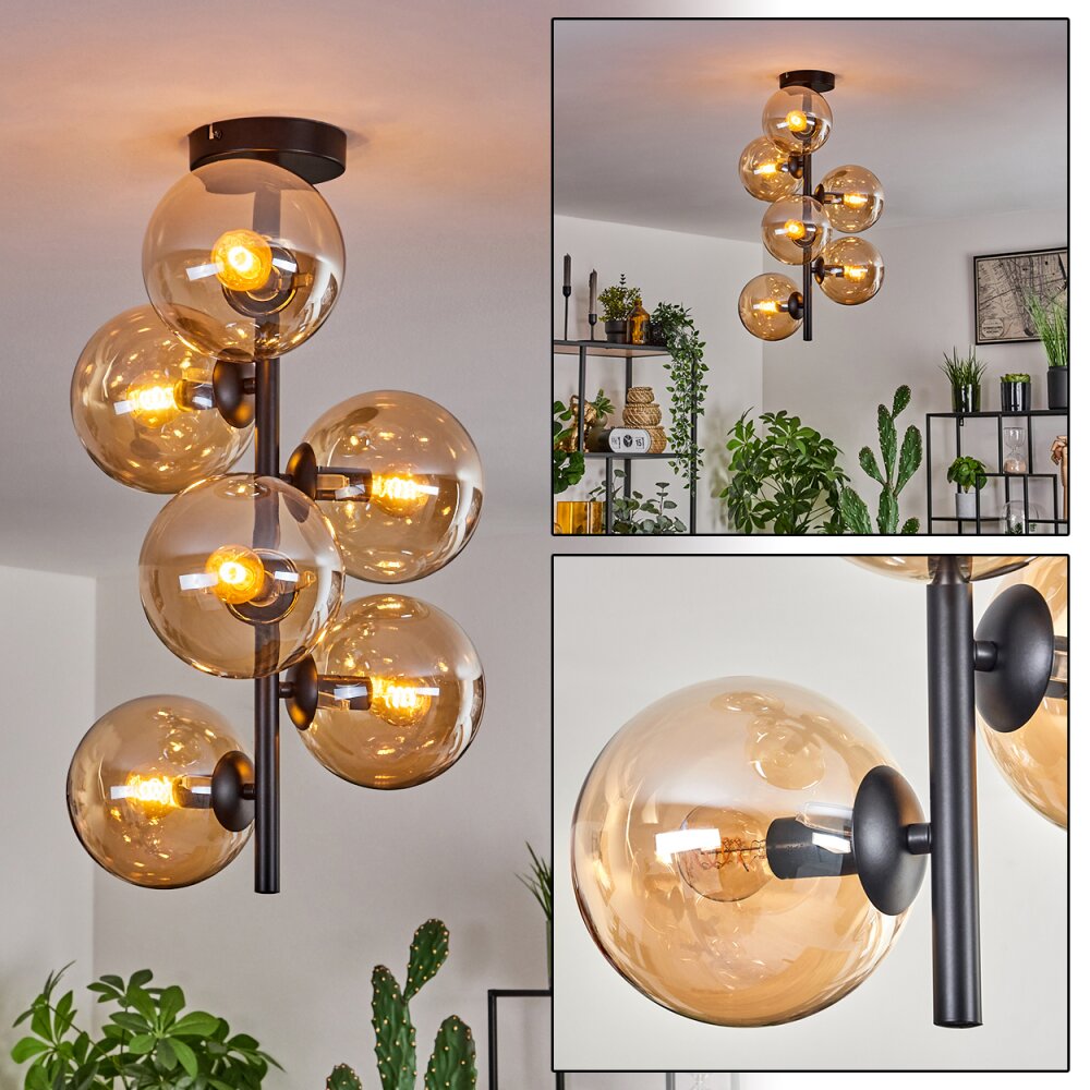Plafonnier - Verre 15 cm Gastor Ambre, 6 lumières main product photo