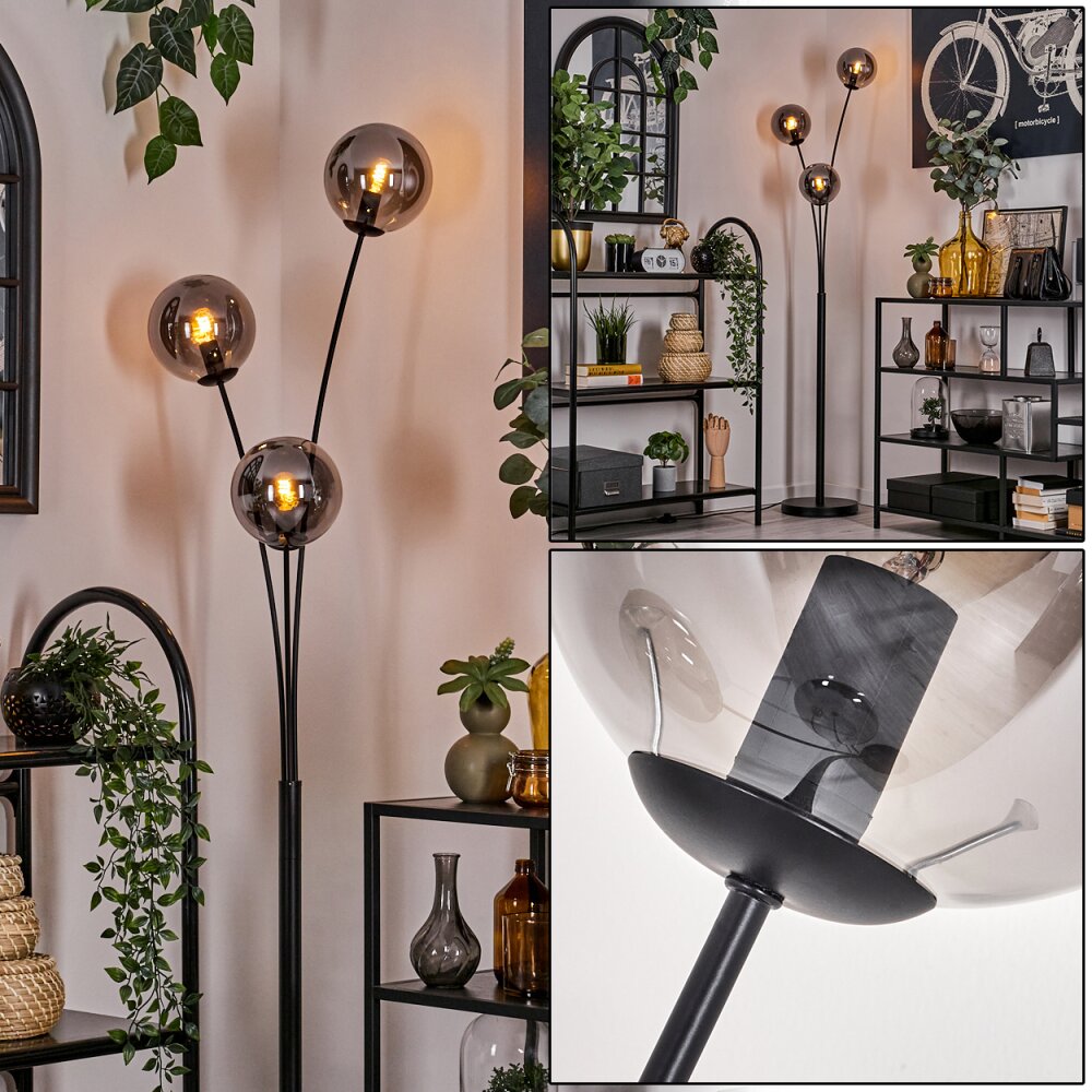 Lampadaire - Verre 15 cm Gastor Fumé, 3 lumières main product photo