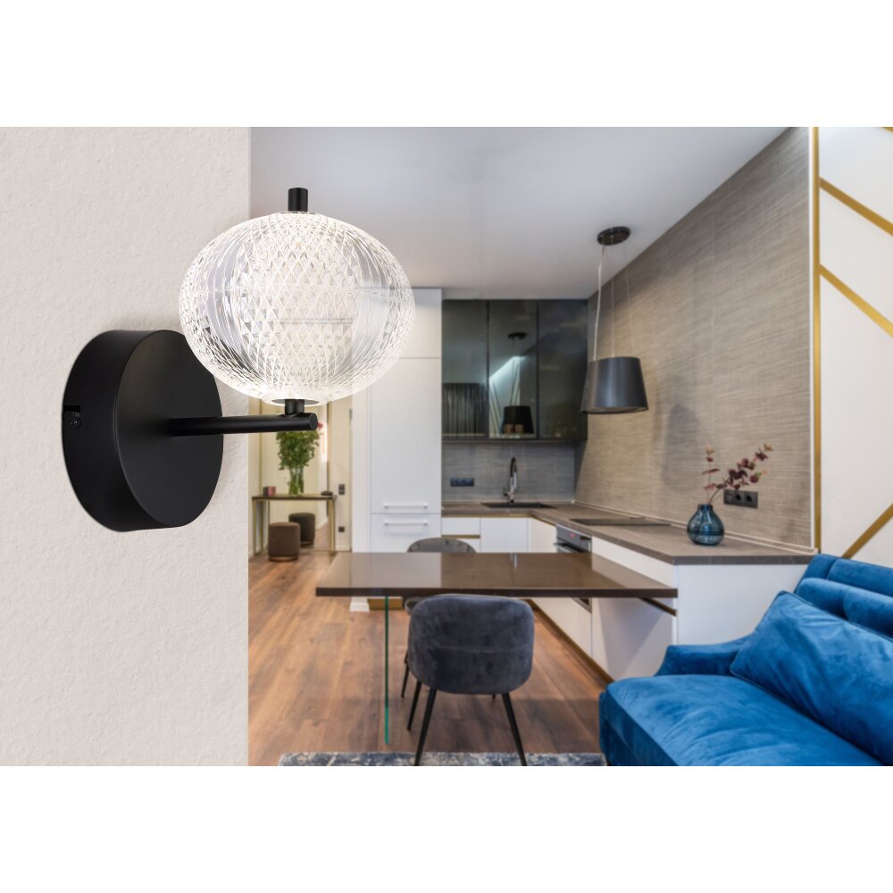 Applique murale Globo AIDA LED Noir, 1 lumière main product photo