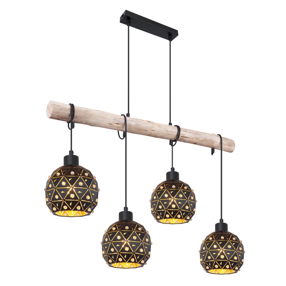 Suspension Globo JODIE Or, Noir, 4 lumières main product photo