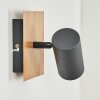 Applique murale Javel Gris, Couleur bois, Noir, 1 lumière