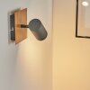 Applique murale Javel Gris, Couleur bois, Noir, 1 lumière