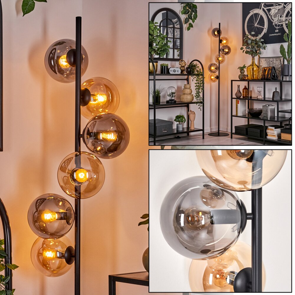 Lampadaire - Verre 15 cm Gastor Ambre, Fumé, 6 lumières main product photo