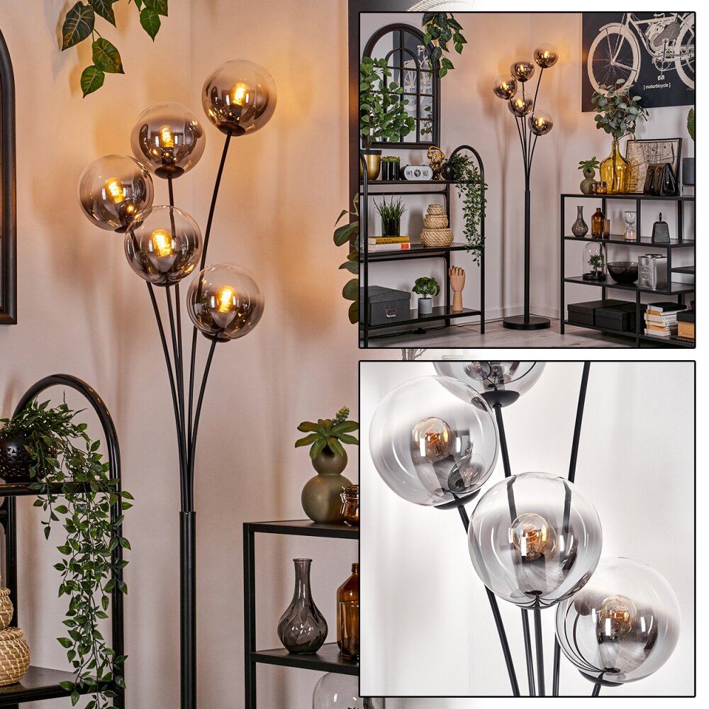 Lampadaire - Verre 15 cm Gastor Clair, Fumé, 5 lumières main product photo