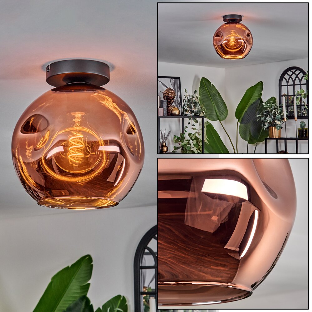 Plafonnier - Verre 25 cm Ripoll Cuivré, 1 lumière main product photo