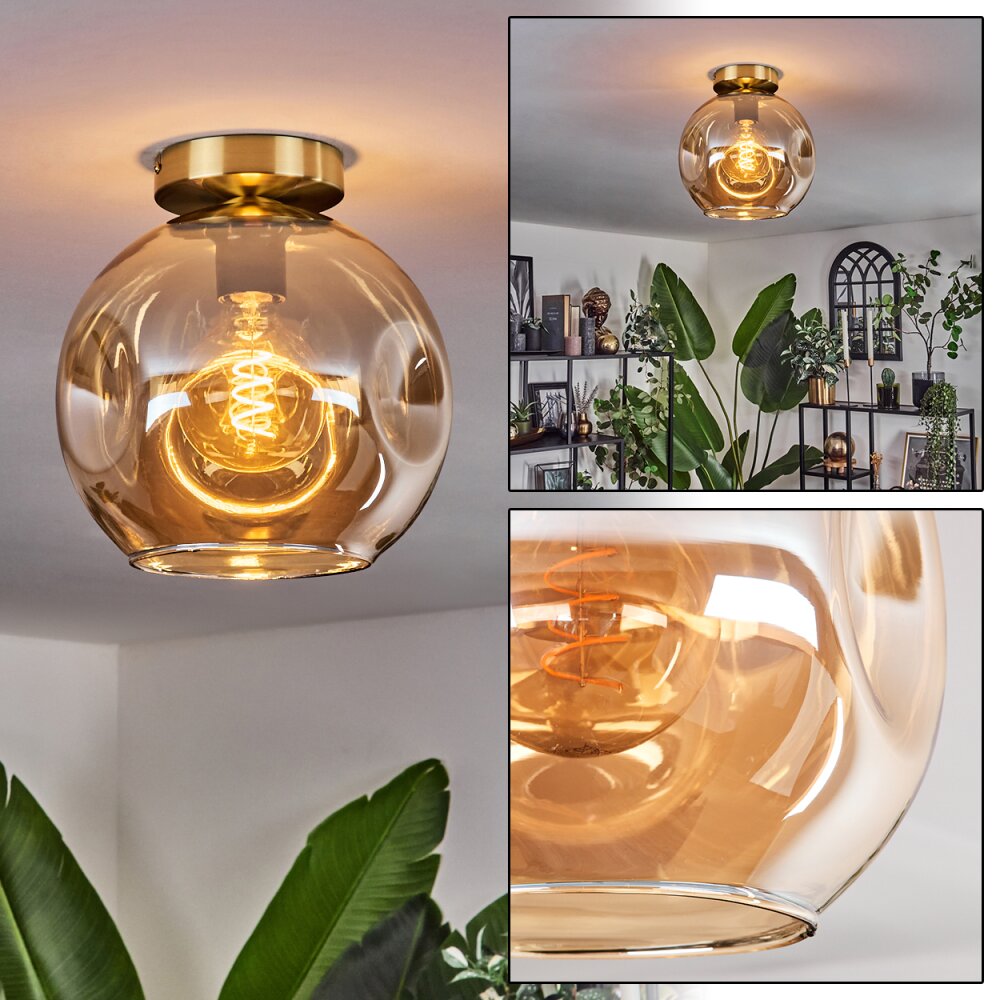 Plafonnier - Verre 25 cm Ripoll Or, Noir, 1 lumière main product photo