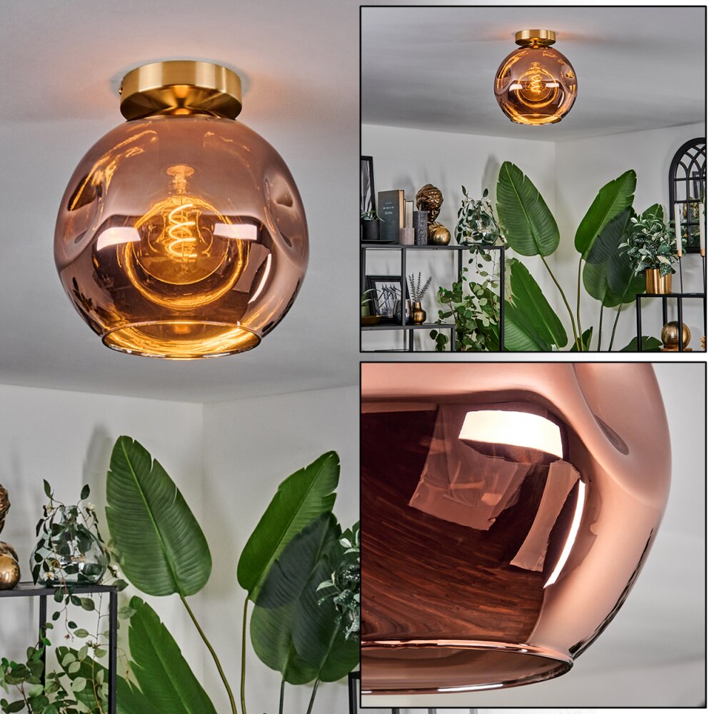 Plafonnier - Verre 25 cm Ripoll Or, Noir, 1 lumière main product photo