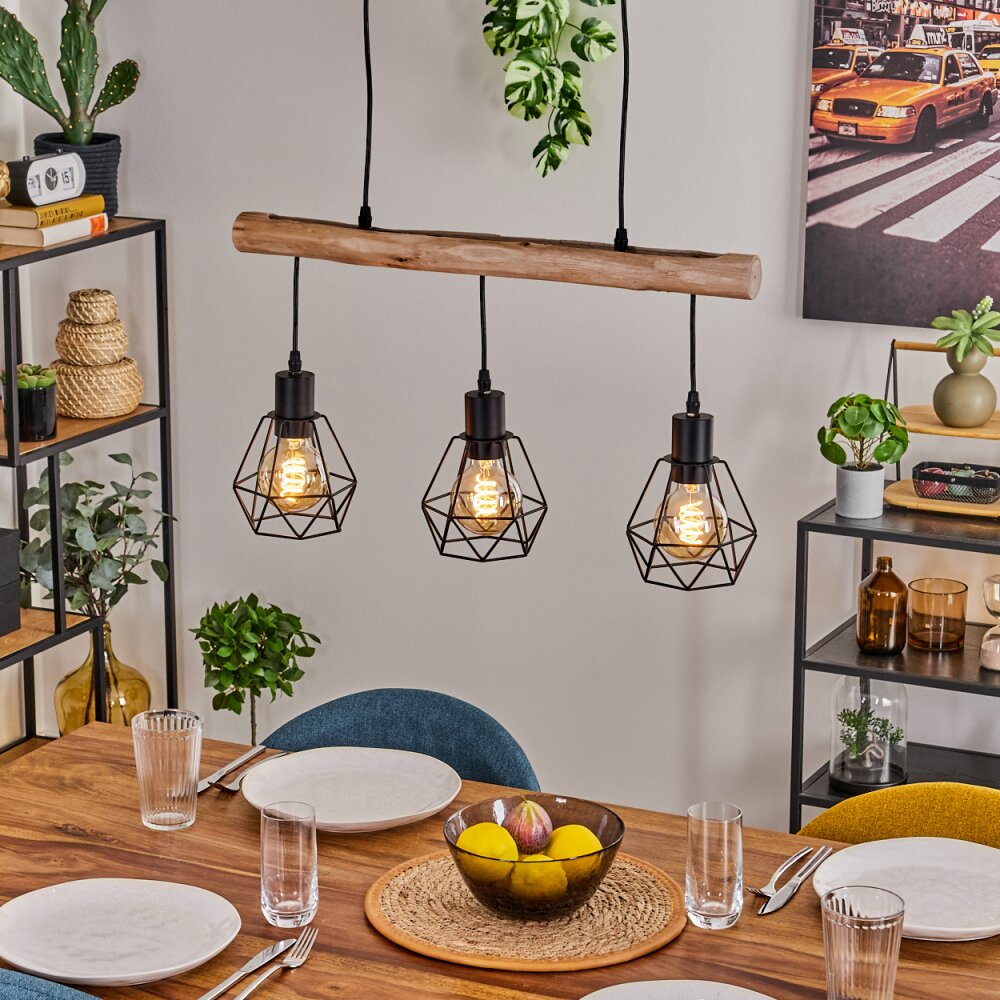 Suspension Yaak Écru, Noir, 3 lumières main product photo