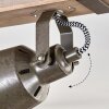 Plafonnier Pehefito style industriel à poutre en bois 46 cm et 3 têtes orientables gris-vertes 8 cm