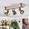 Plafonnier Pehefito style industriel à poutre en bois 46 cm et 3 têtes orientables gris-vertes 8 cm
