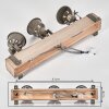 Plafonnier Pehefito style industriel à poutre en bois 46 cm et 3 têtes orientables gris-vertes 8 cm