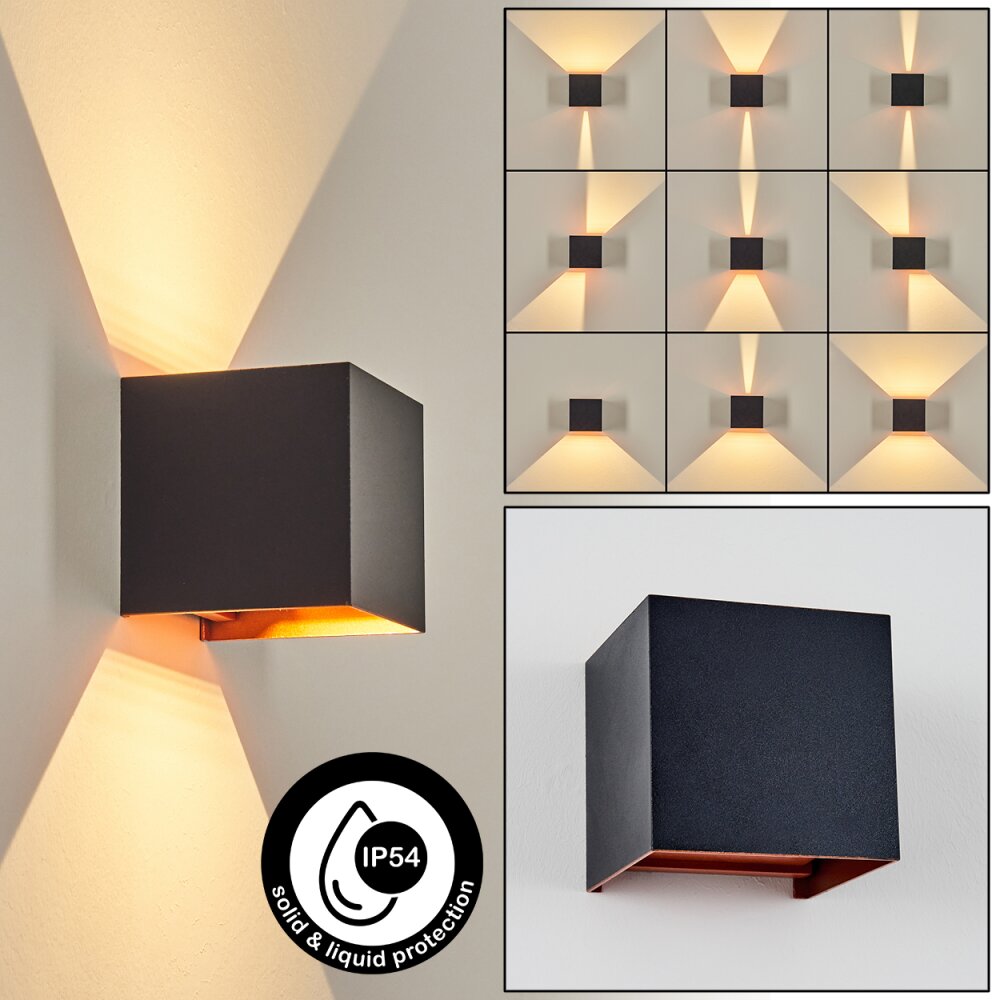 Tamarin Lampe murale d´extérieur, Luminaire Up & Down, Applique murale LED Cuivre, Noir, 1 lumière main product photo