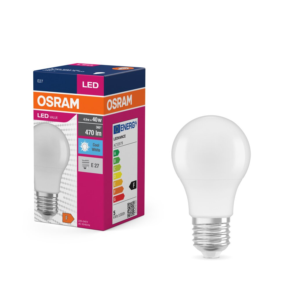 Luminaires Osram E27 LED 4.9 Watt blanc neutre 470 Lumen main product photo