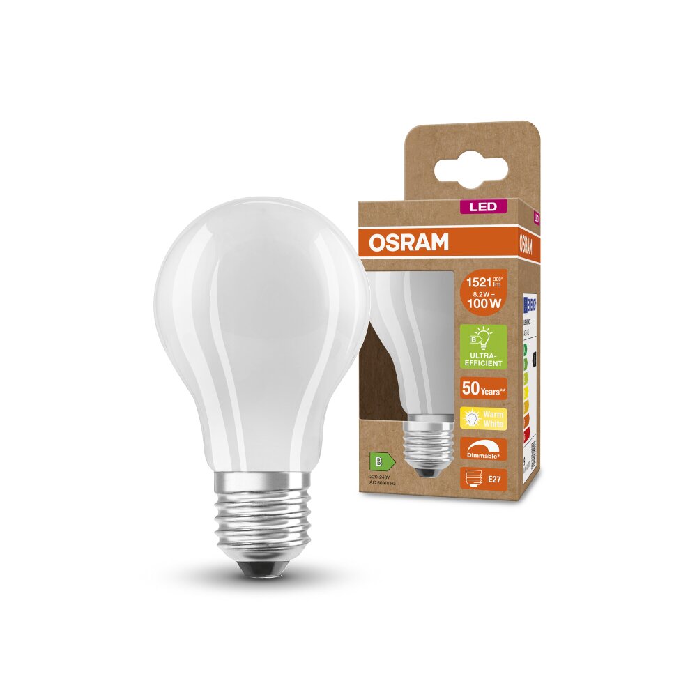 Luminaires Osram E27 LED 8.2 Watt blanc chaud dimmable 1521 Lumen main product photo