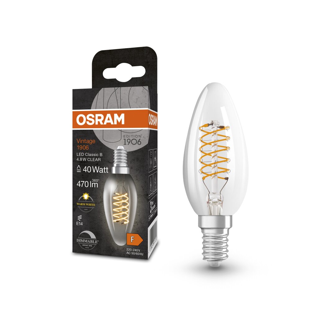 Luminaires Osram E14 LED 4.8 Watt blanc chaud dimmable 470 Lumen main product photo