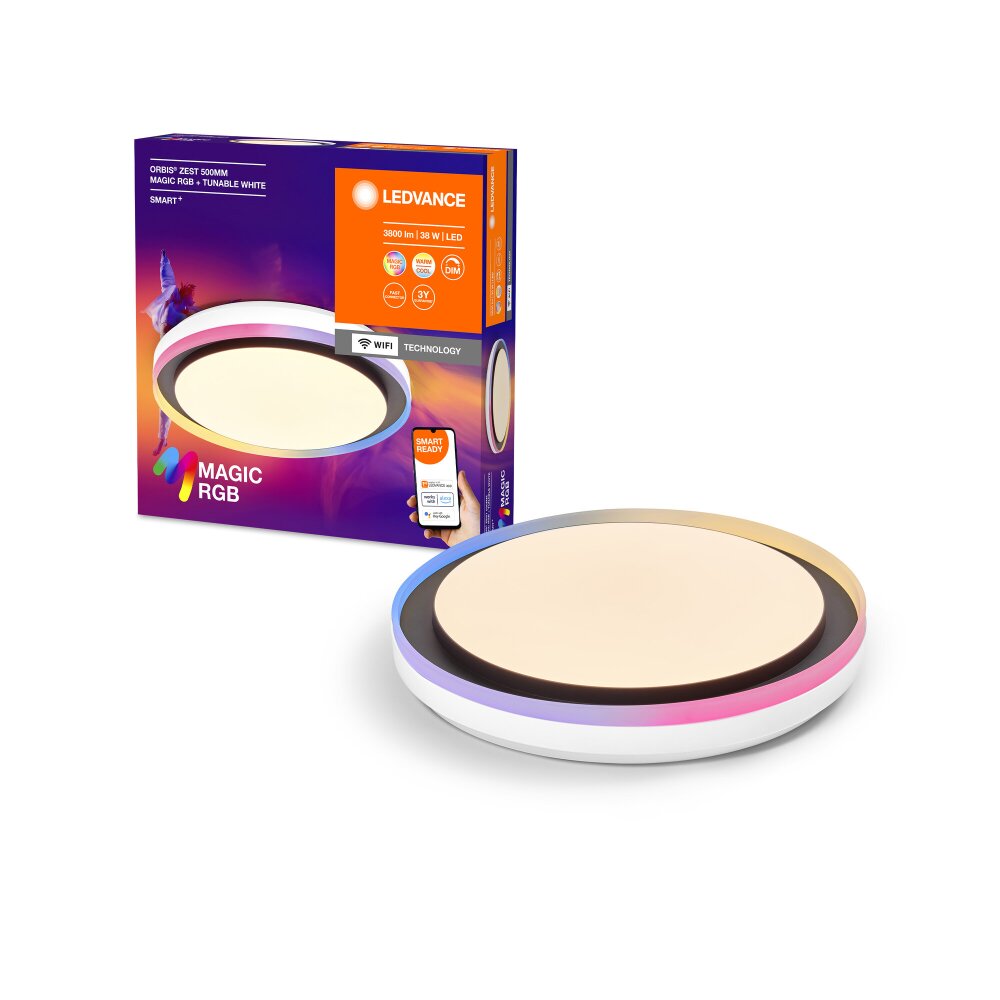 Wifi Plafonnier Luminaires Ledvance LED Noir, 1 lumière, Changeur de couleurs main product photo