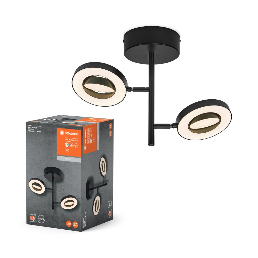 Decor Plafonnier Luminaires Ledvance LED Noir, 2 lumières main product photo