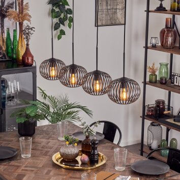 Oravi Suspension Noir, 4 lumières