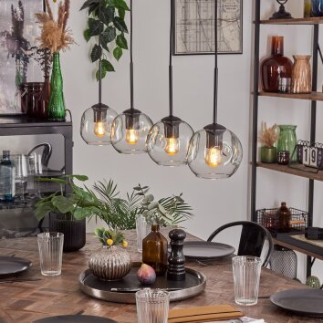 Ripoll Suspension Noir, 4 lumières