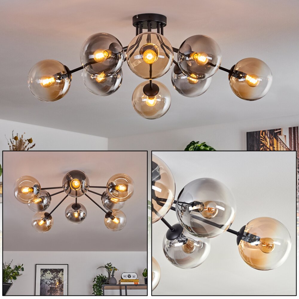 Gastor Plafonnier 87 cm Noir, 8 lumières main product photo