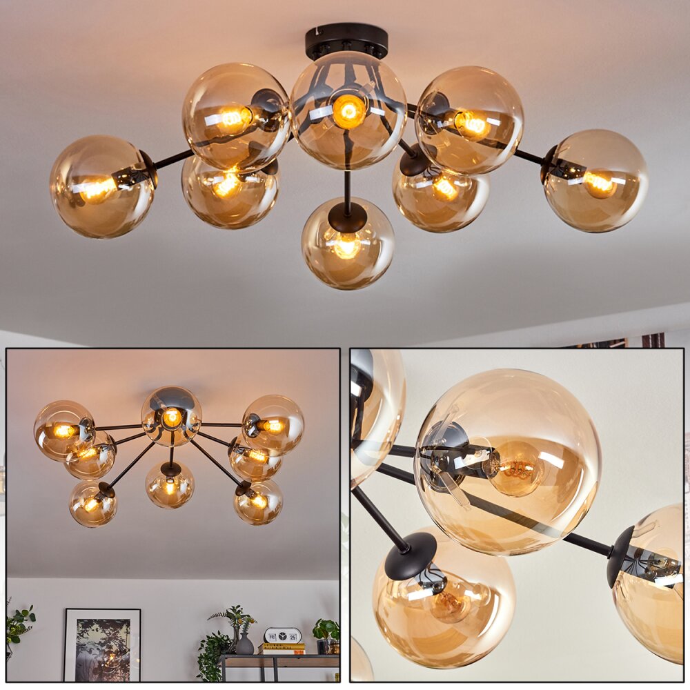 Gastor Plafonnier 87 cm Noir, 8 lumières main product photo