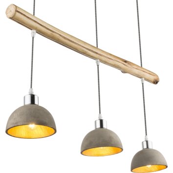 Suspension Globo Jebel Bois clair, Nickel mat, 3 lumières